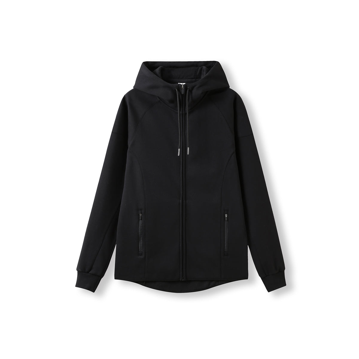 Womens/junior 320gsm Soft cotton/bonded polar fleece Hoodie - Black - Front