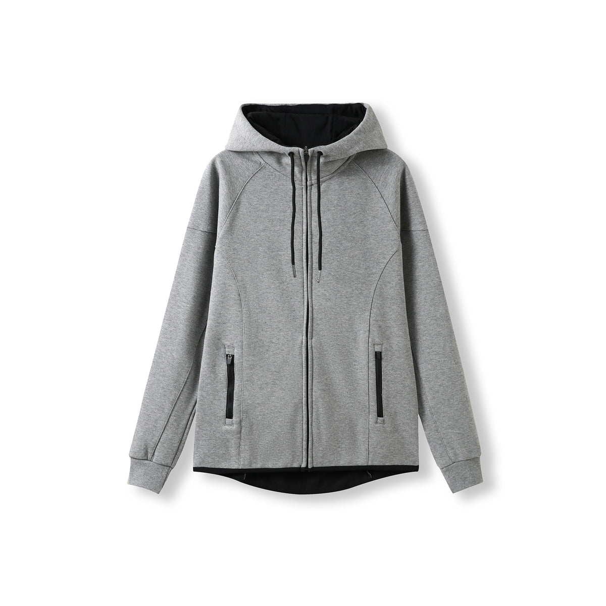 Womens/junior 320gsm Soft cotton/bonded polar fleece Hoodie - Grey Marl - Front