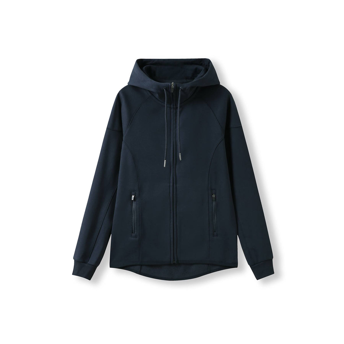 Womens/junior 320gsm Soft cotton/bonded polar fleece Hoodie - Navy Blue - Front
