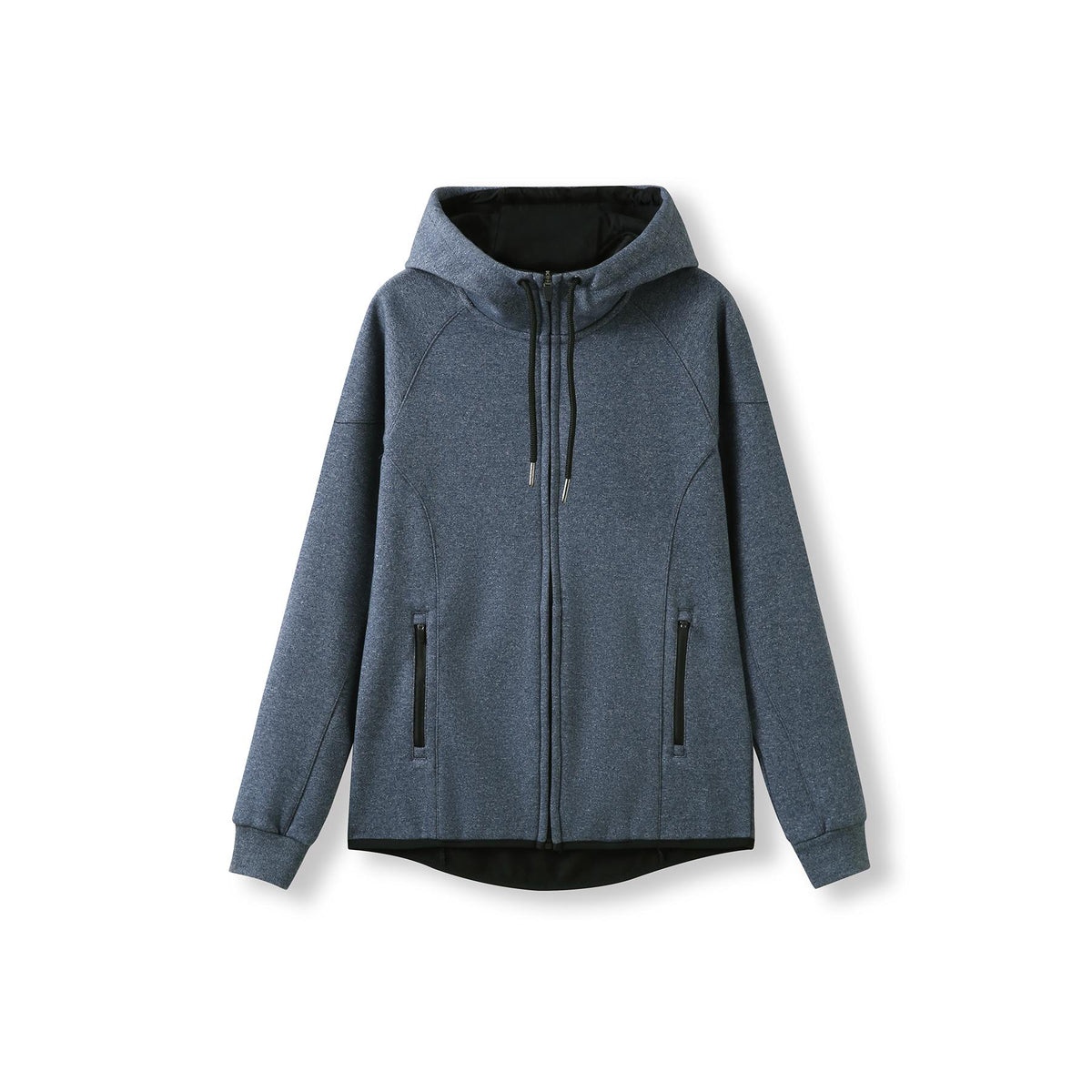 Womens/junior 320gsm Soft cotton/bonded polar fleece Hoodie - Navy Heather - Front