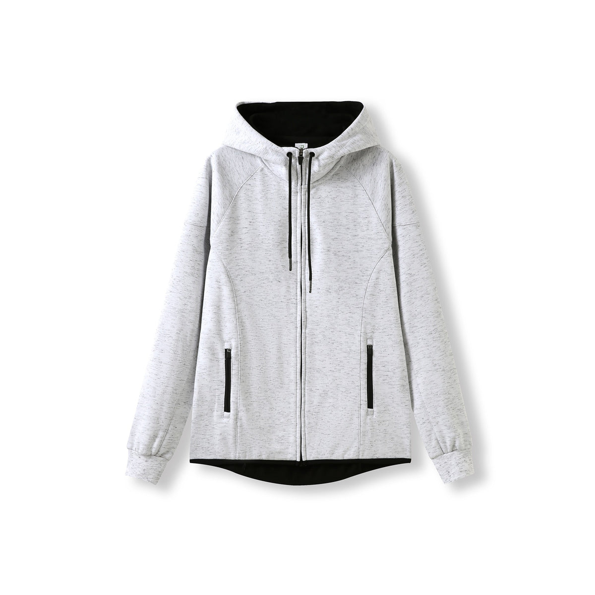 Womens/junior 320gsm Soft cotton/bonded polar fleece Hoodie - White Marl - Front