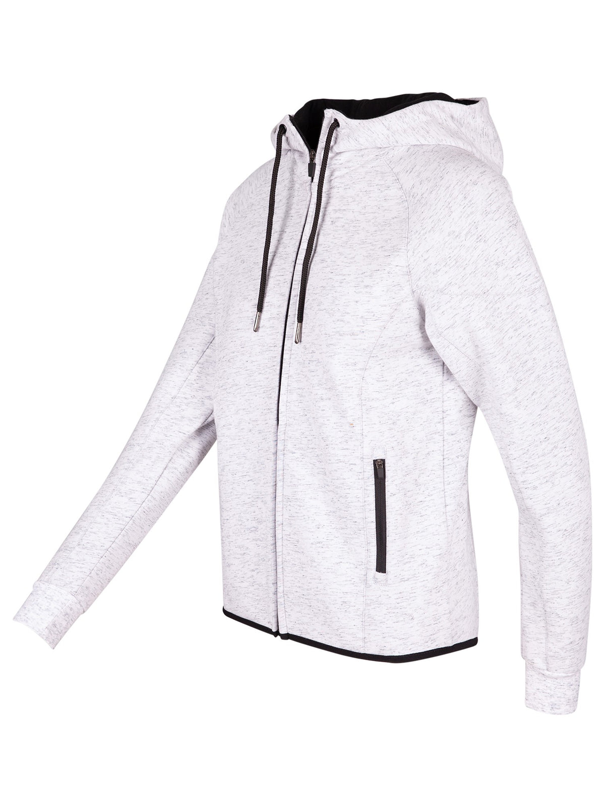 Womens/junior 320gsm Soft cotton/bonded polar fleece Hoodie - White Marl - Side