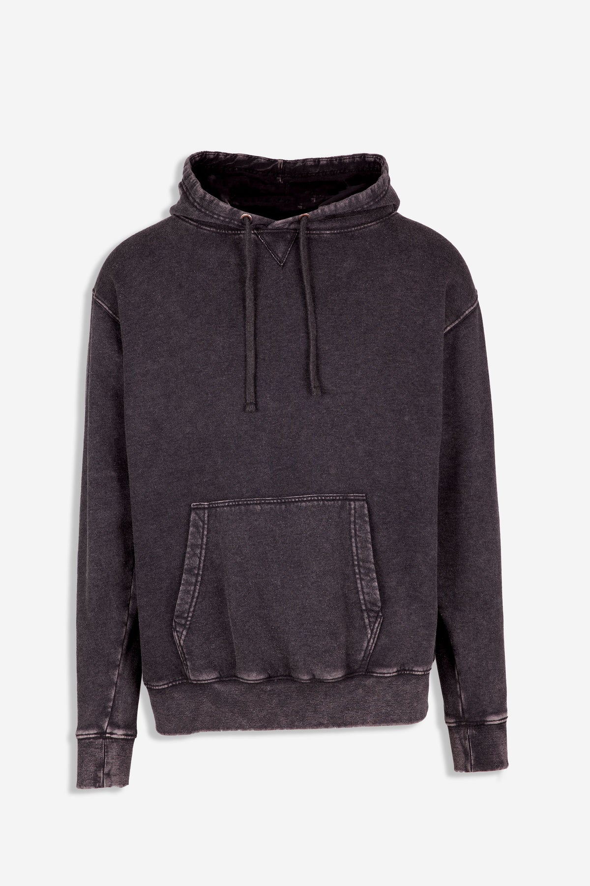 Men's Stone Wash Fleece Hoodie - Black - Front