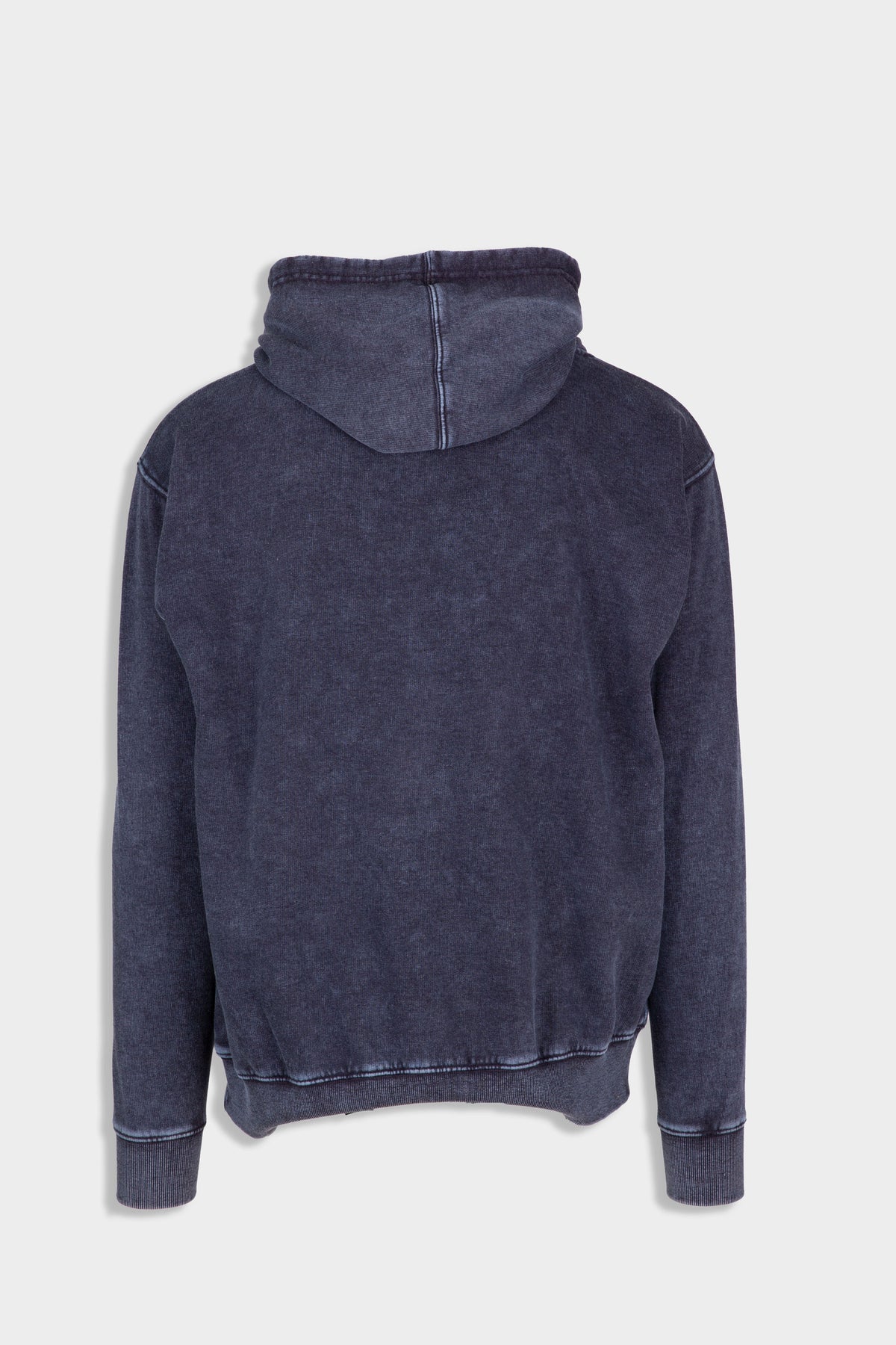Men's Stone Wash Fleece Hoodie - Navy Blue - Back