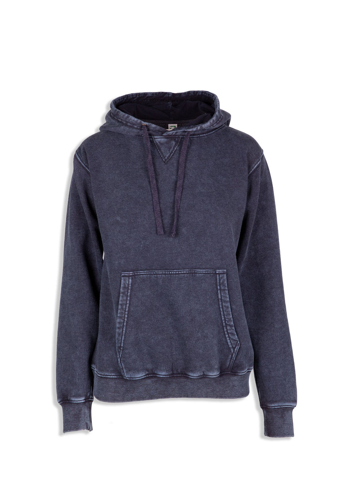 Womens'/Junior's  Stone Wash Fleece Hoodie - Navy Blue - Front