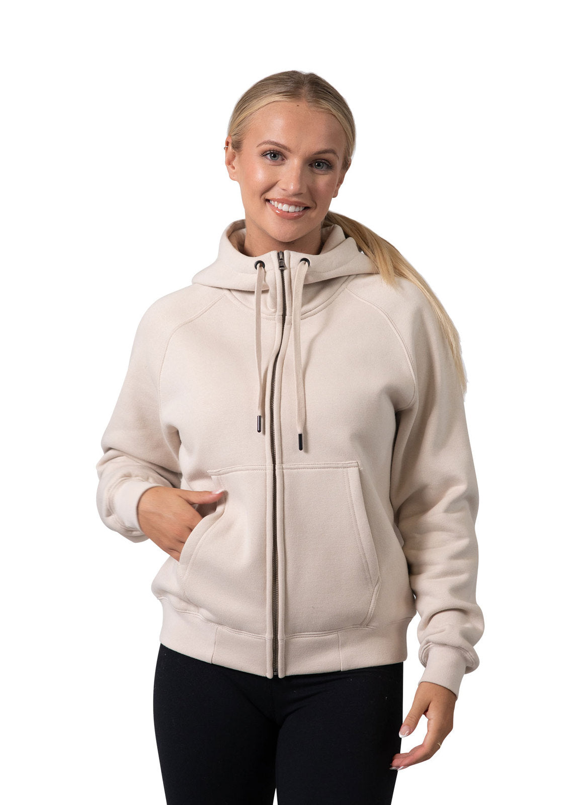 Womens/Junior' Cotton Care Kangaroo Pocket Zipper Hoodie - view
