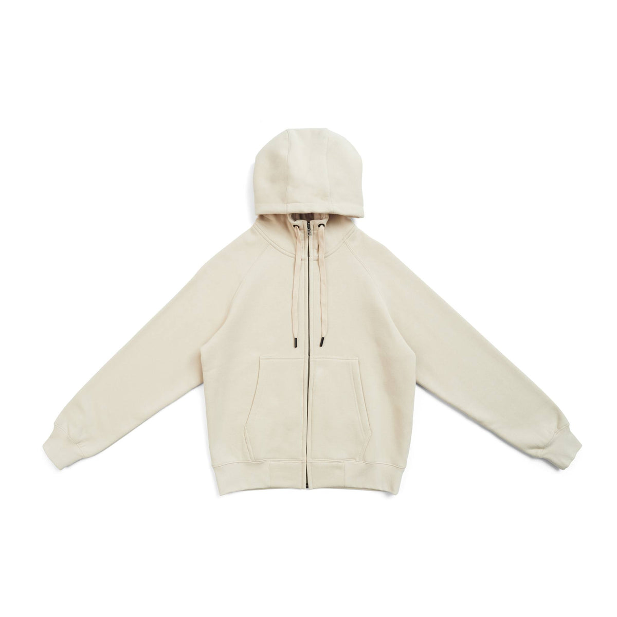 Womens/Junior' Cotton Care Kangaroo Pocket Zipper Hoodie - Natural - Front