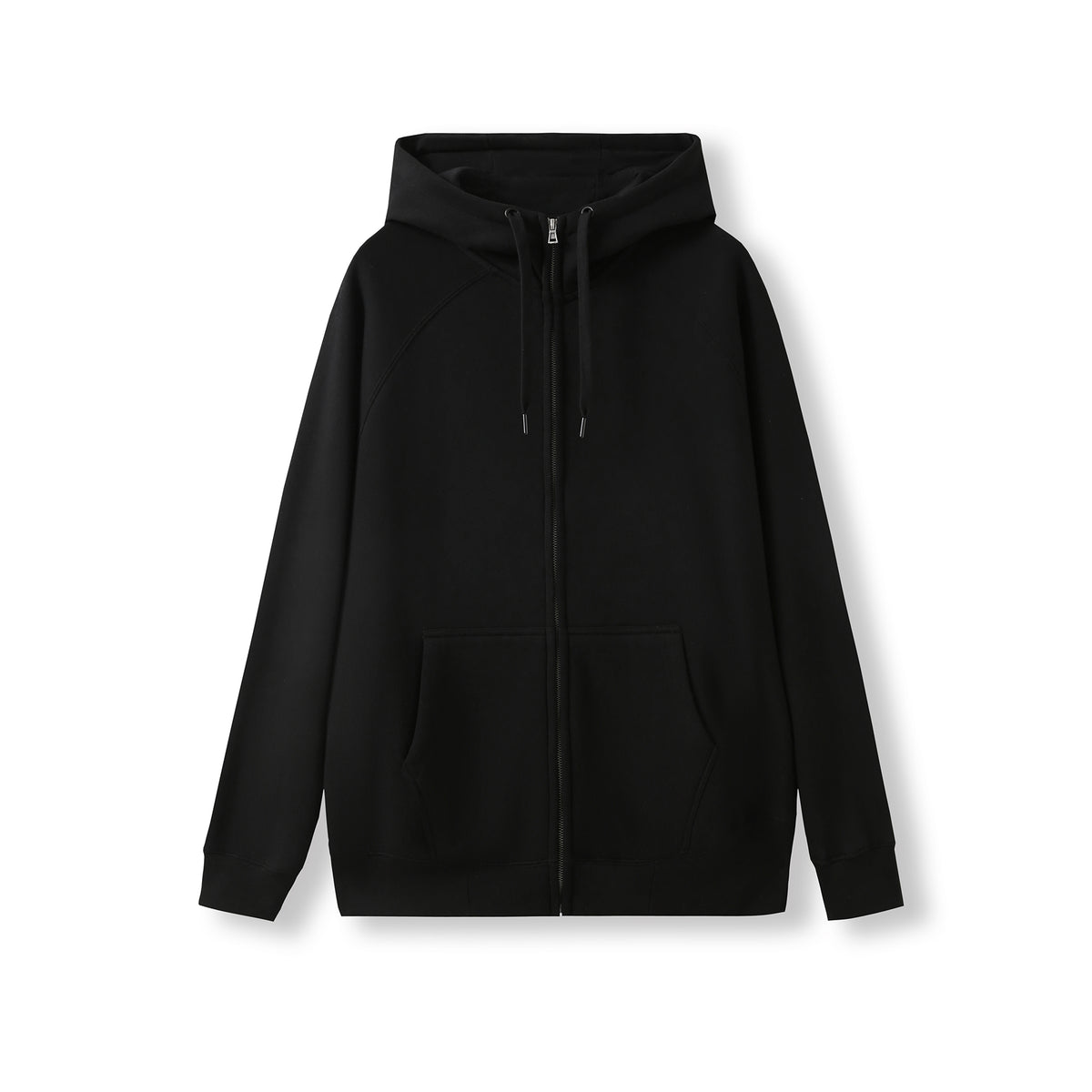 Mens' Cotton Care Kangaroo Pocket Zipper Hoodie - Black - Front