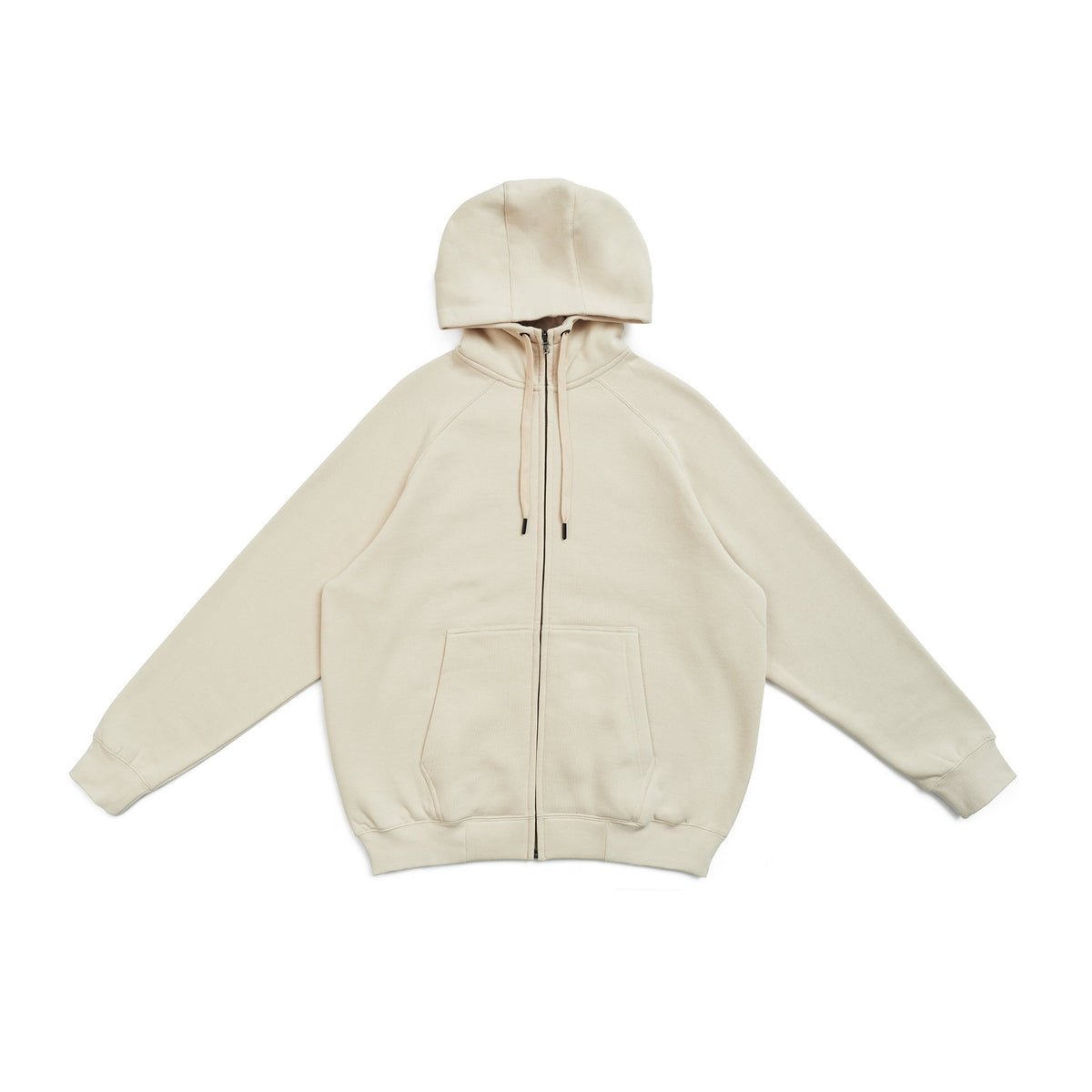 Mens' Cotton Care Kangaroo Pocket Zipper Hoodie - Natural - Front