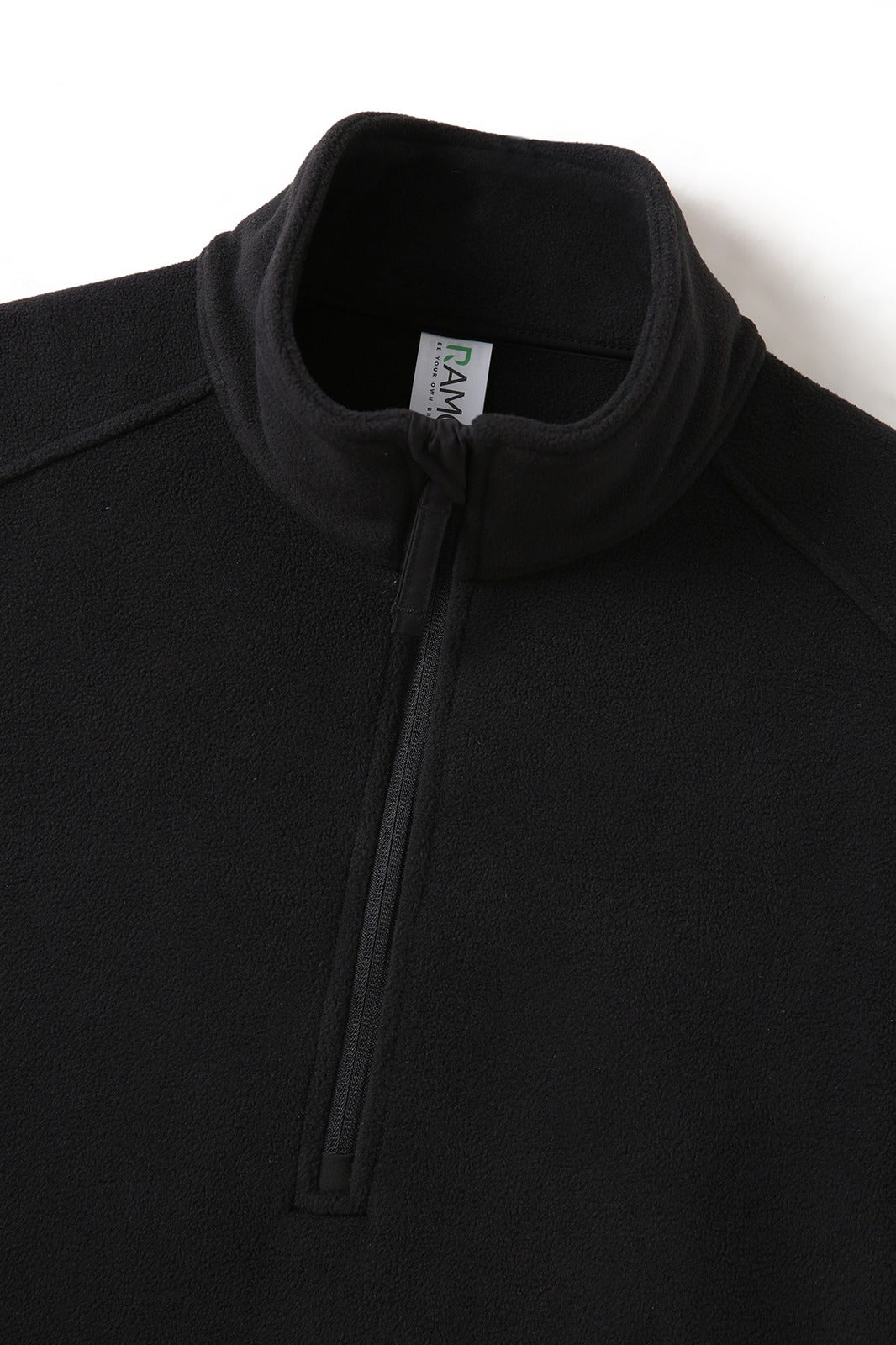 320gsm Men's / Unisex  Polar Fleece Half Zip Top - Black - View