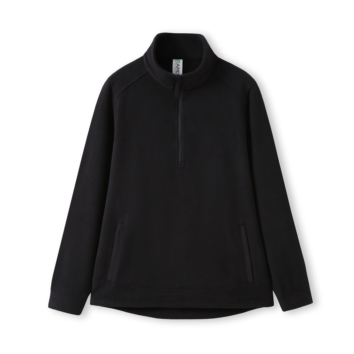 320gsm Men's / Unisex  Polar Fleece Half Zip Top - Black - Front