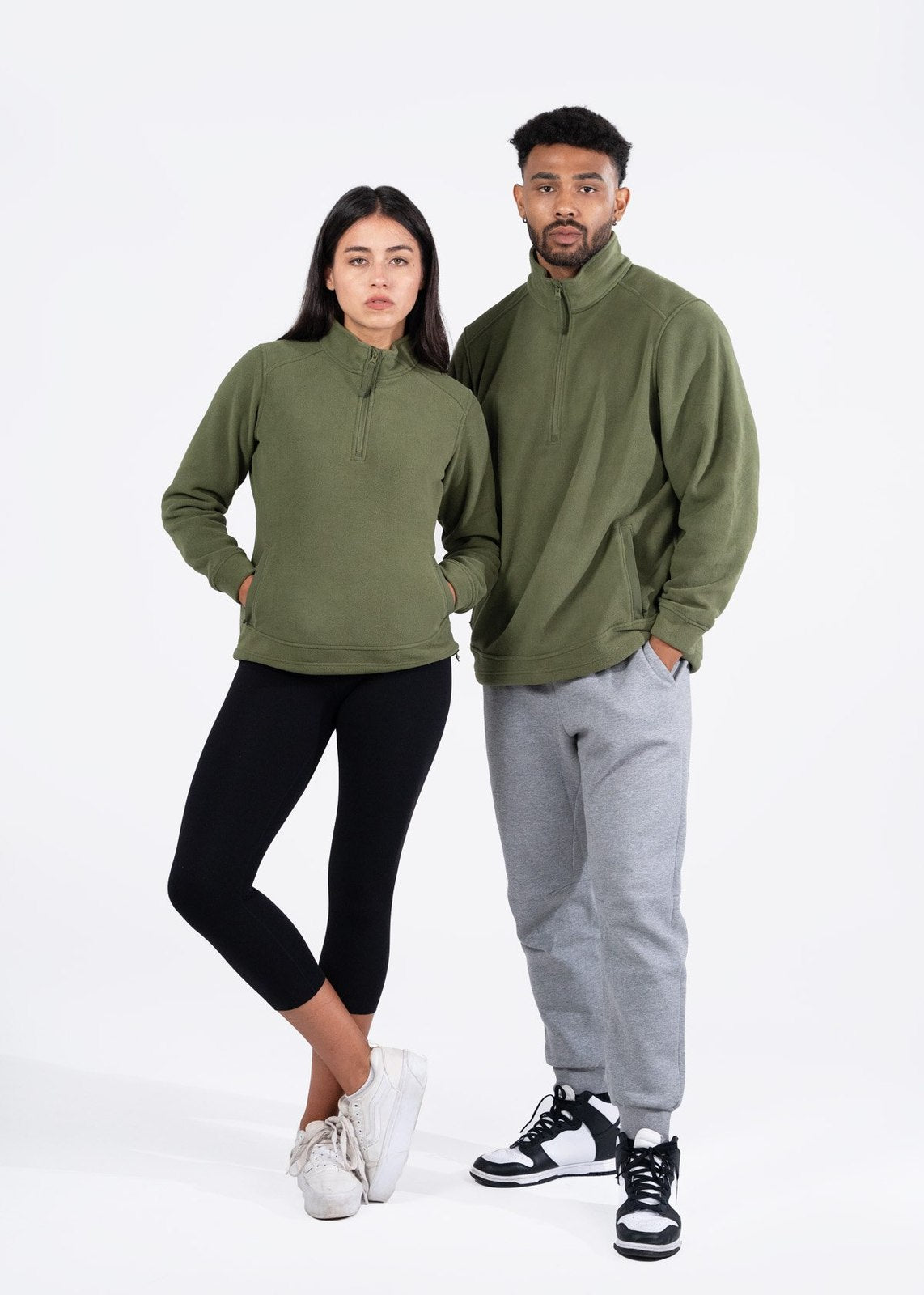 320gsm Men's / Unisex  Polar Fleece Half Zip Top - Black - View