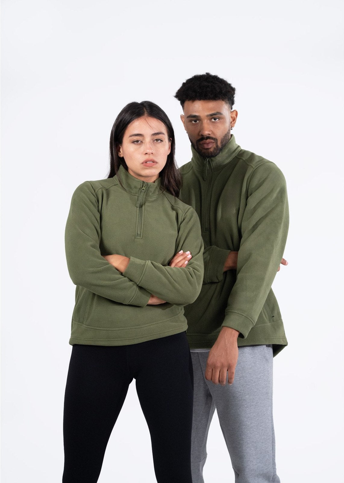 320gsm Men's / Unisex  Polar Fleece Half Zip Top - Black - View