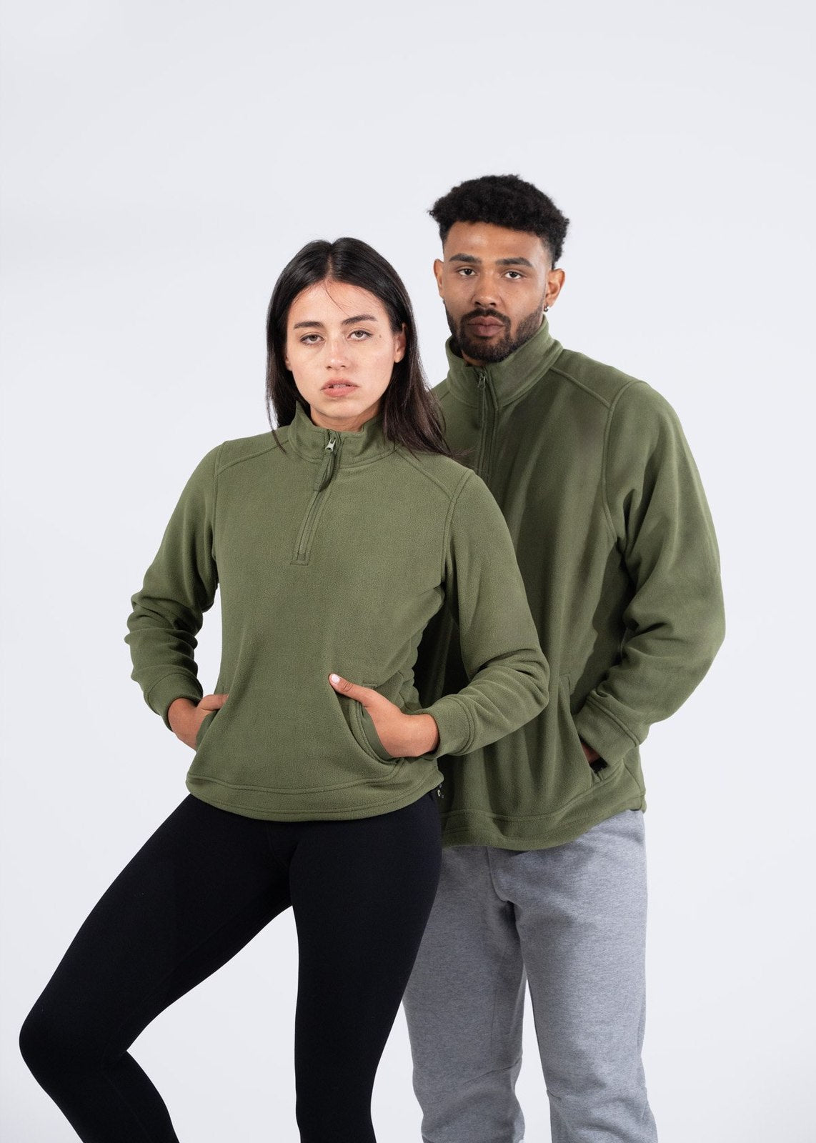 320gsm Men's / Unisex  Polar Fleece Half Zip Top - Black - View