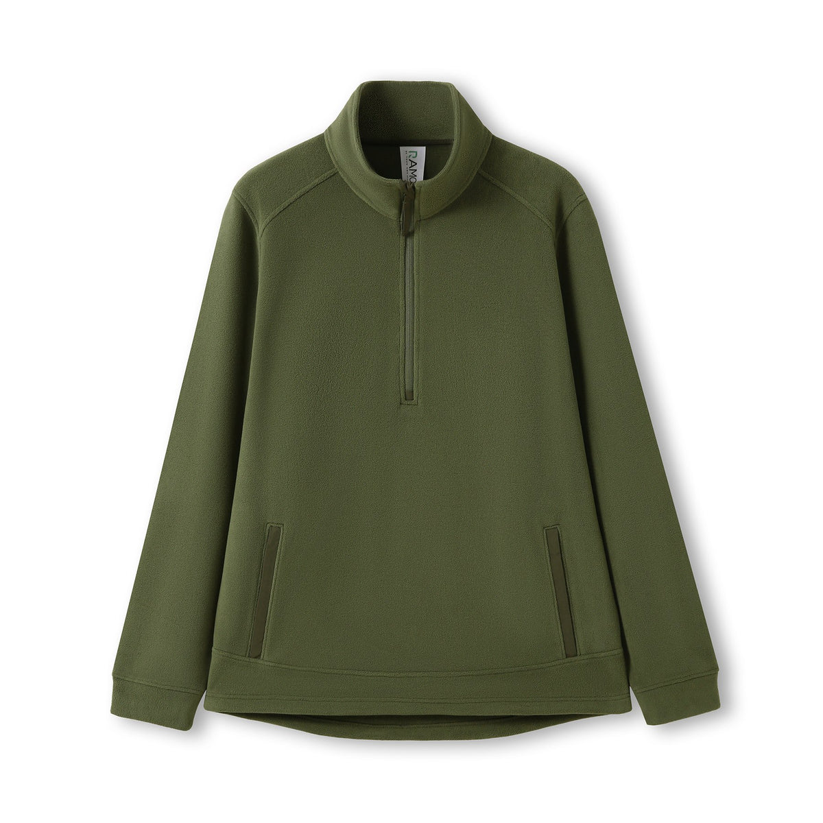 320gsm Men's / Unisex  Polar Fleece Half Zip Top - Olive - Front