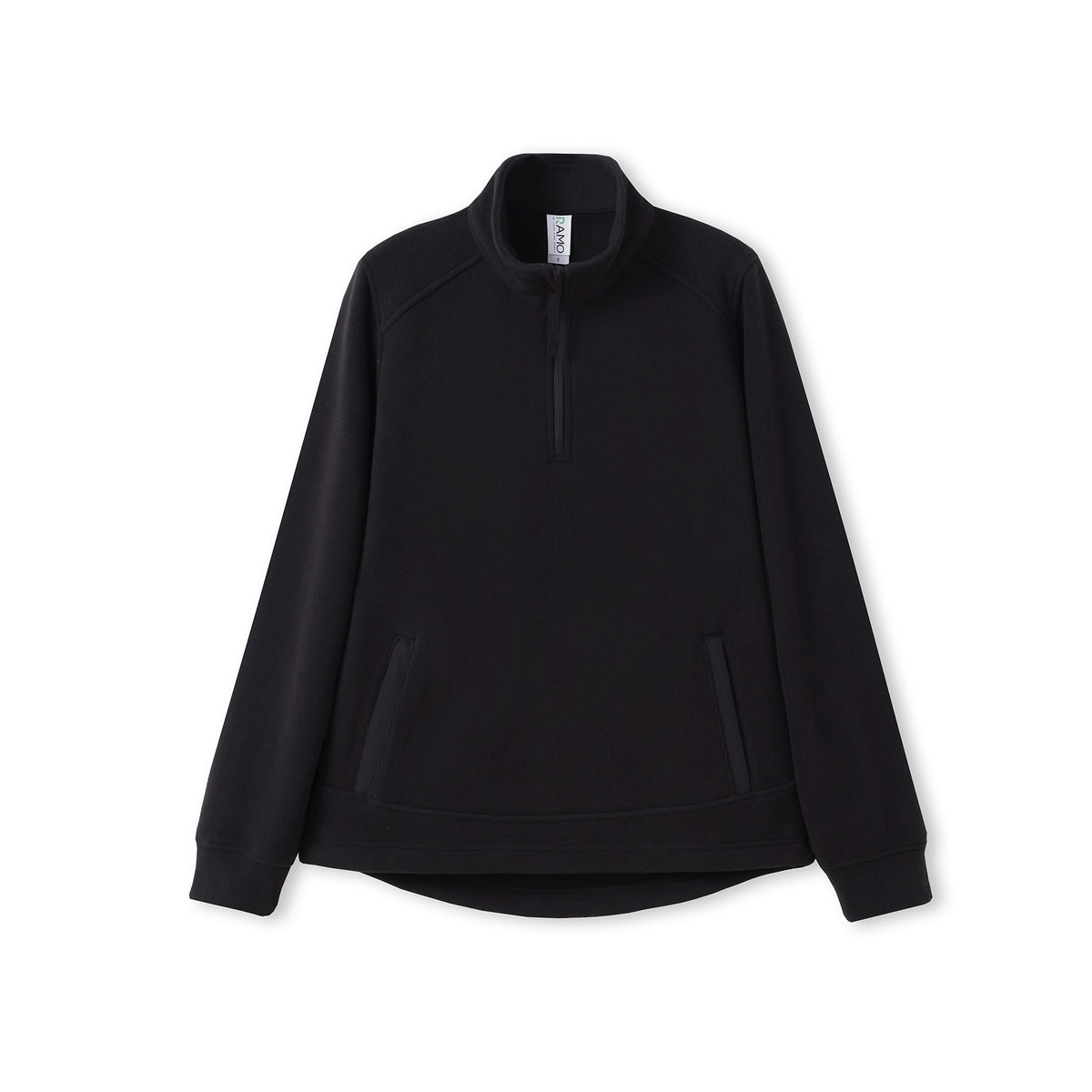 320gsm Women's  Polar Fleece Half Zip Top - Black - Front