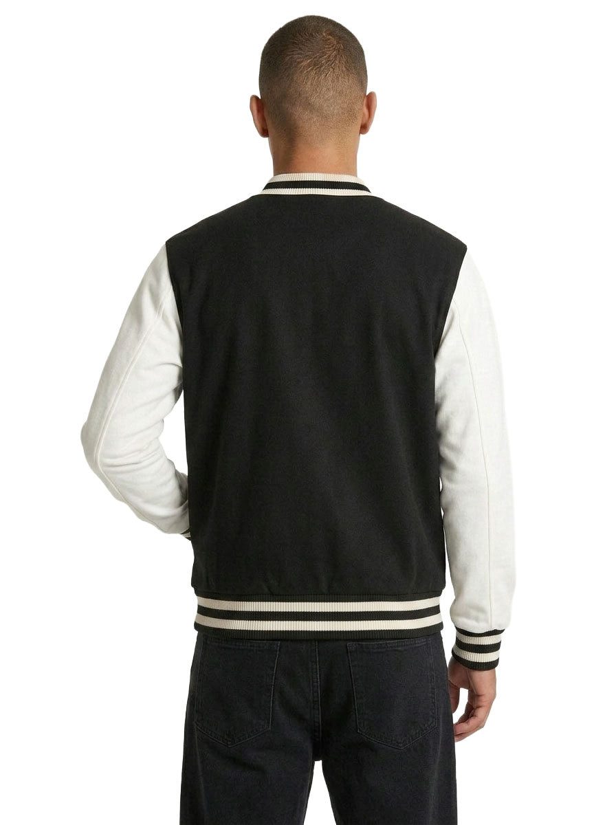 500gsm Men's/Unisex Wool Blend Soft Shell Varsity Jacket - view