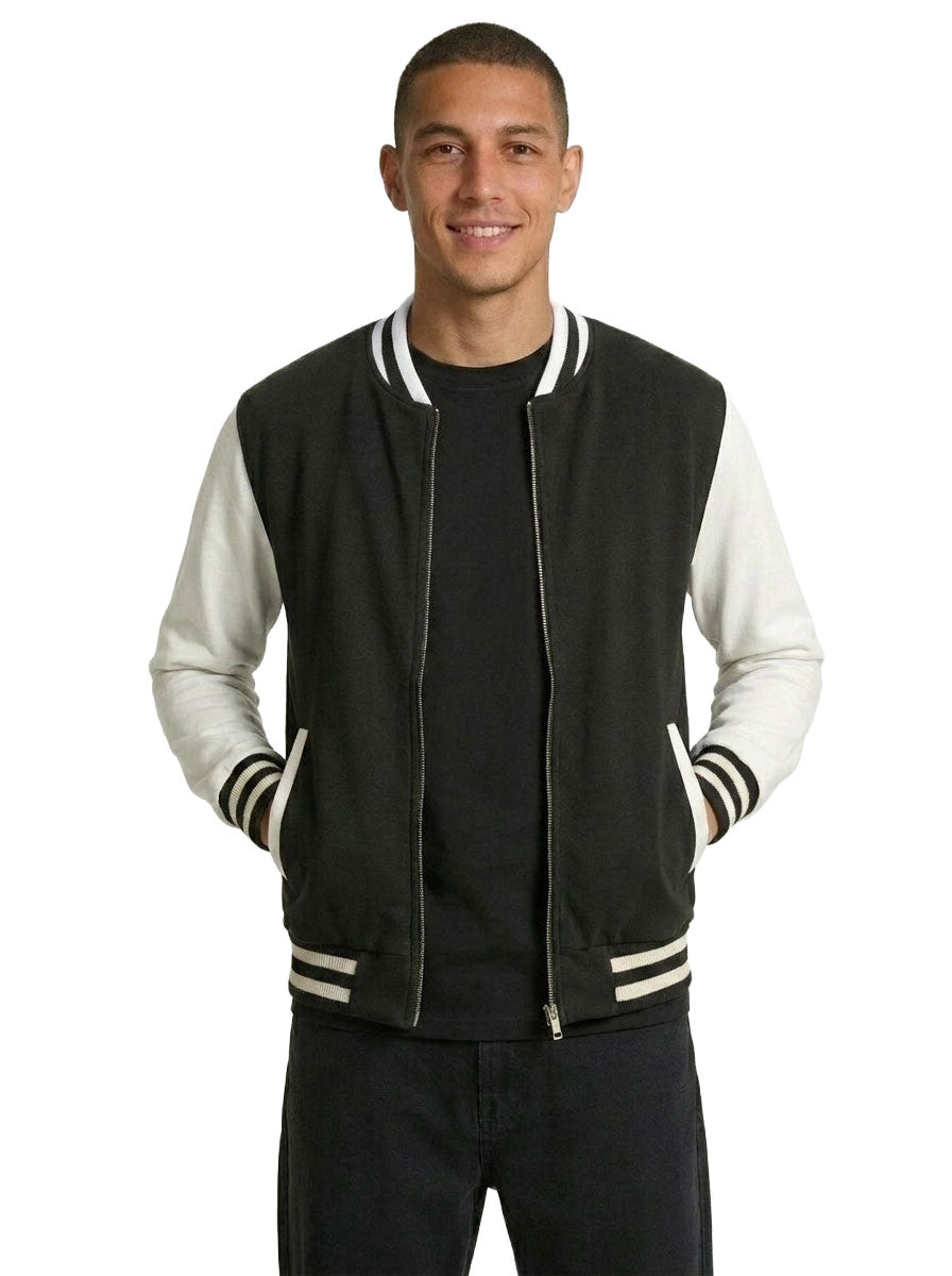 500gsm Men's/Unisex Wool Blend Soft Shell Varsity Jacket - view