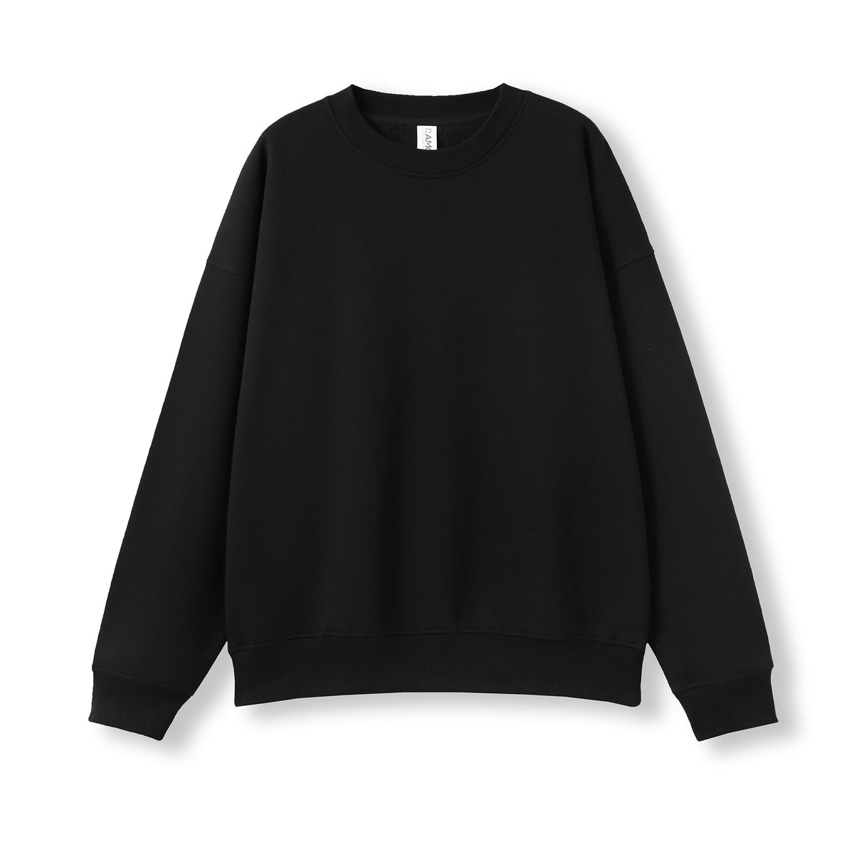 Adult's Easy Fit Oversize Crew Neck Fleece - Black - Front