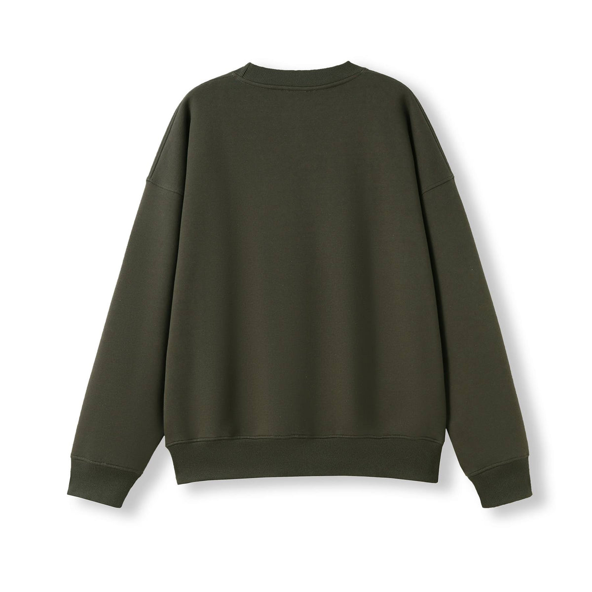 Adult's Easy Fit Oversize Crew Neck Fleece - Military Green - Back