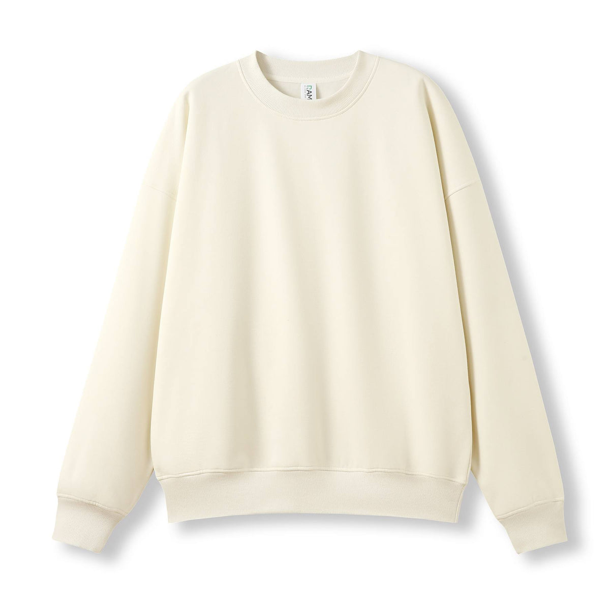 Adult's Easy Fit Oversize Crew Neck Fleece - Off White - Front
