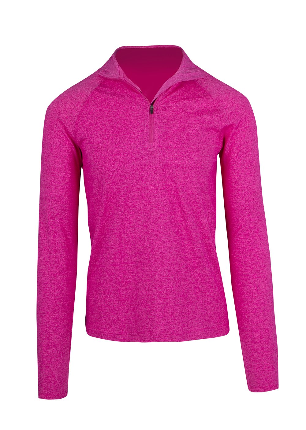 Mens Greatness Half Zip Mock Neck - Hot Pink Heather - Front