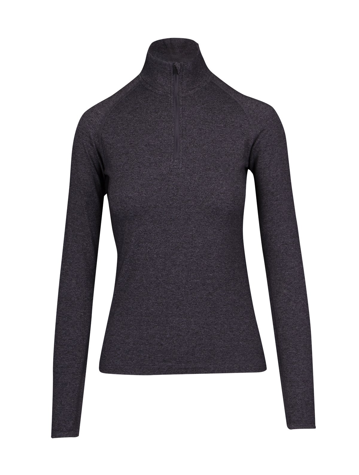 Womens Greatness Half Zip Mock Neck - Dark Heather - Front