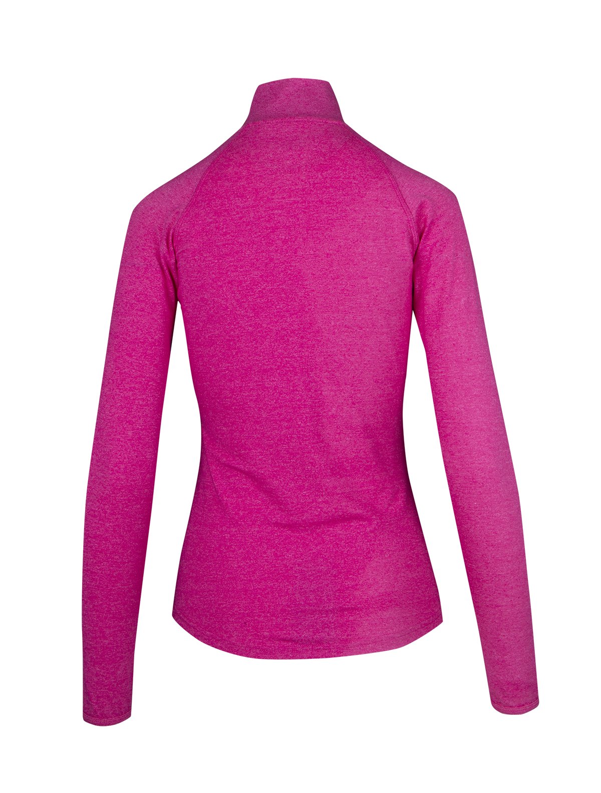 Womens Greatness Half Zip Mock Neck - Hot Pink Heather - Back