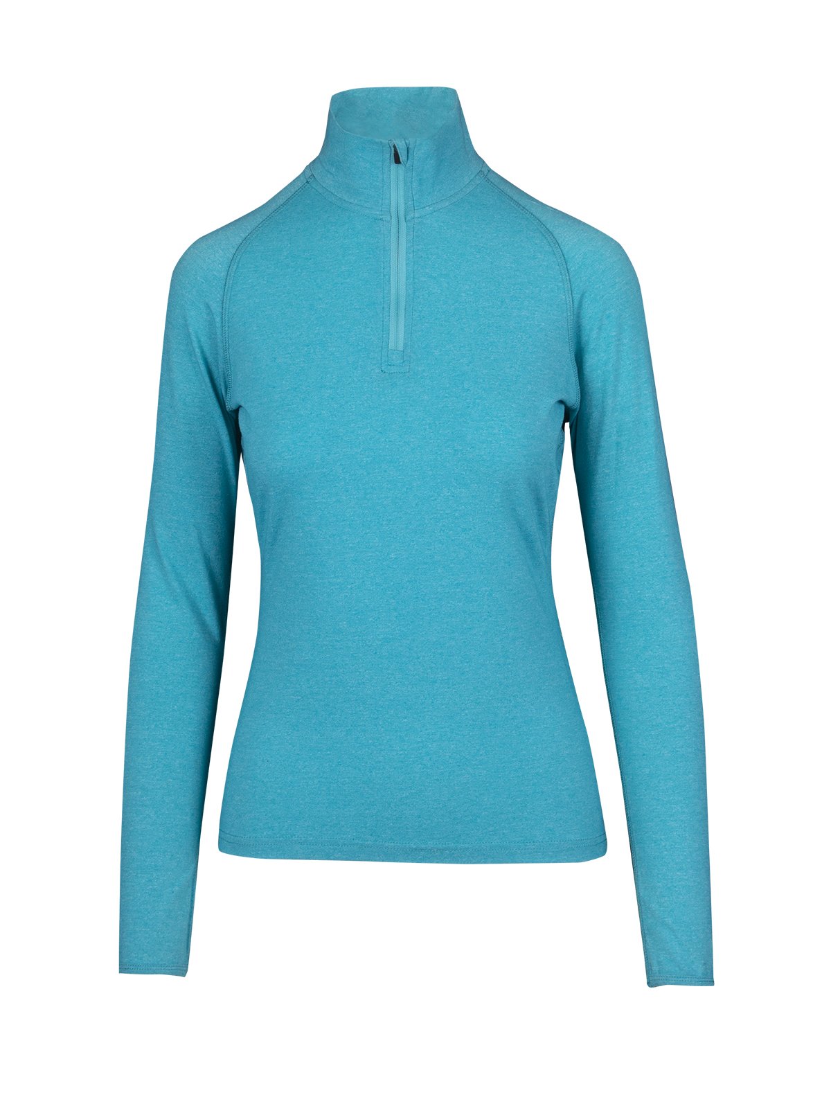 Womens Greatness Half Zip Mock Neck - Jade Heather - Front