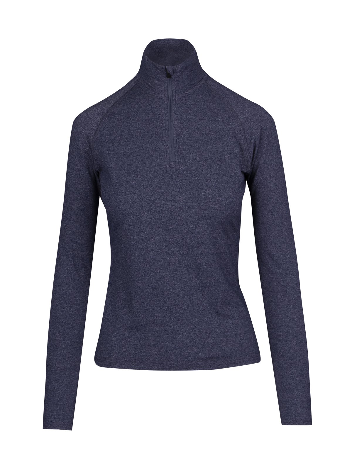 Womens Greatness Half Zip Mock Neck - Navy Heather - Front