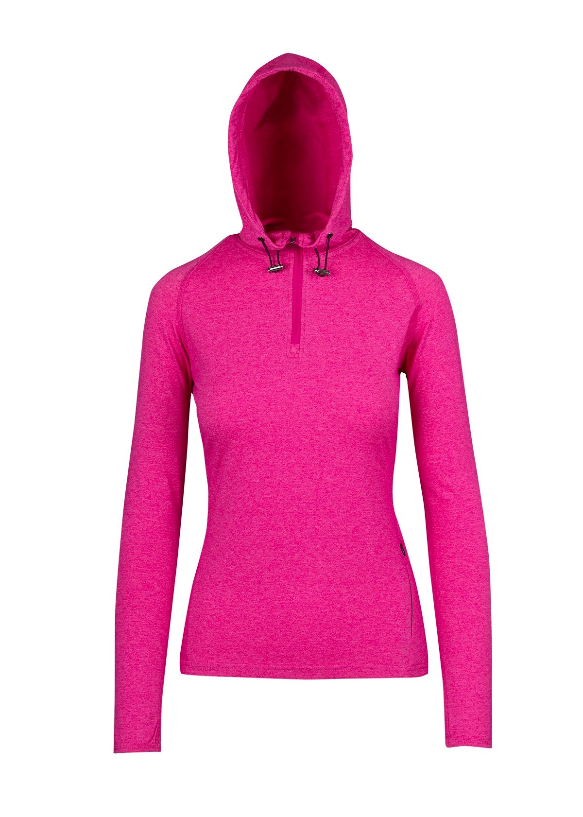 Women's Greatness Half-Hood Top - Hot Pink Heather - Front