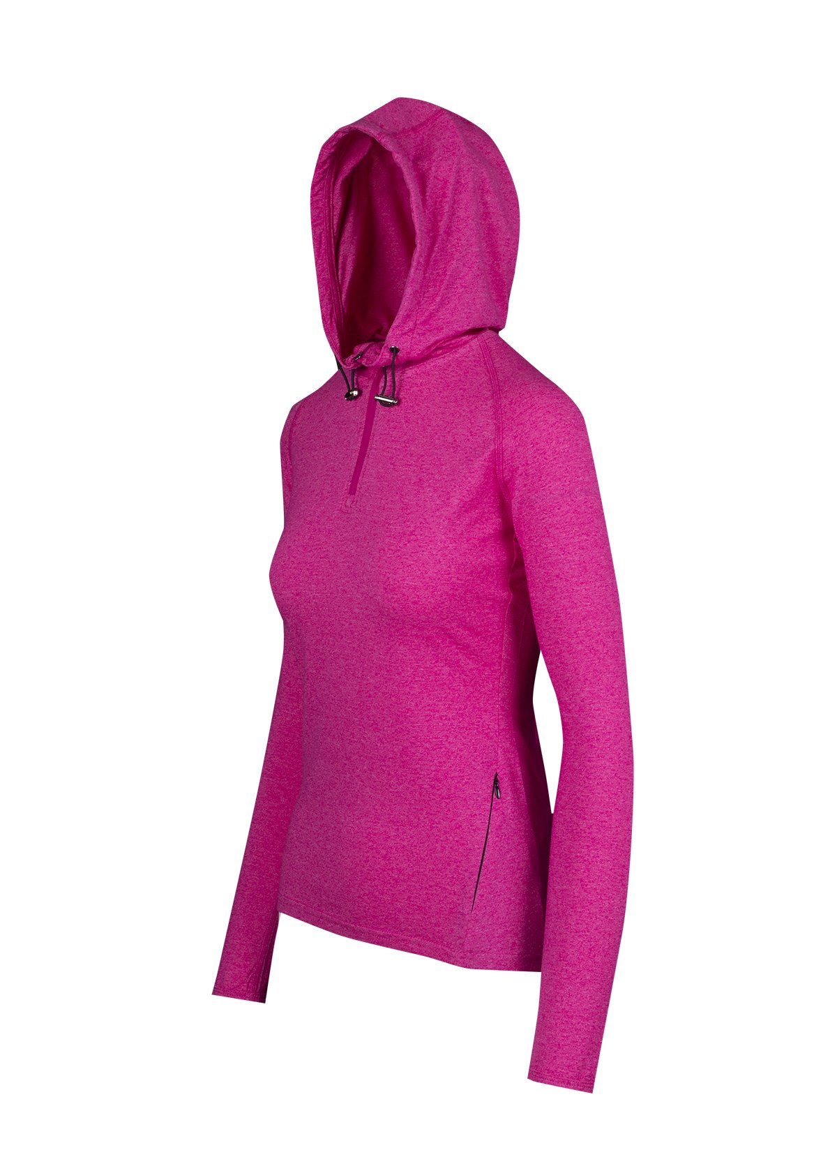 Women's Greatness Half-Hood Top - Hot Pink Heather - Side