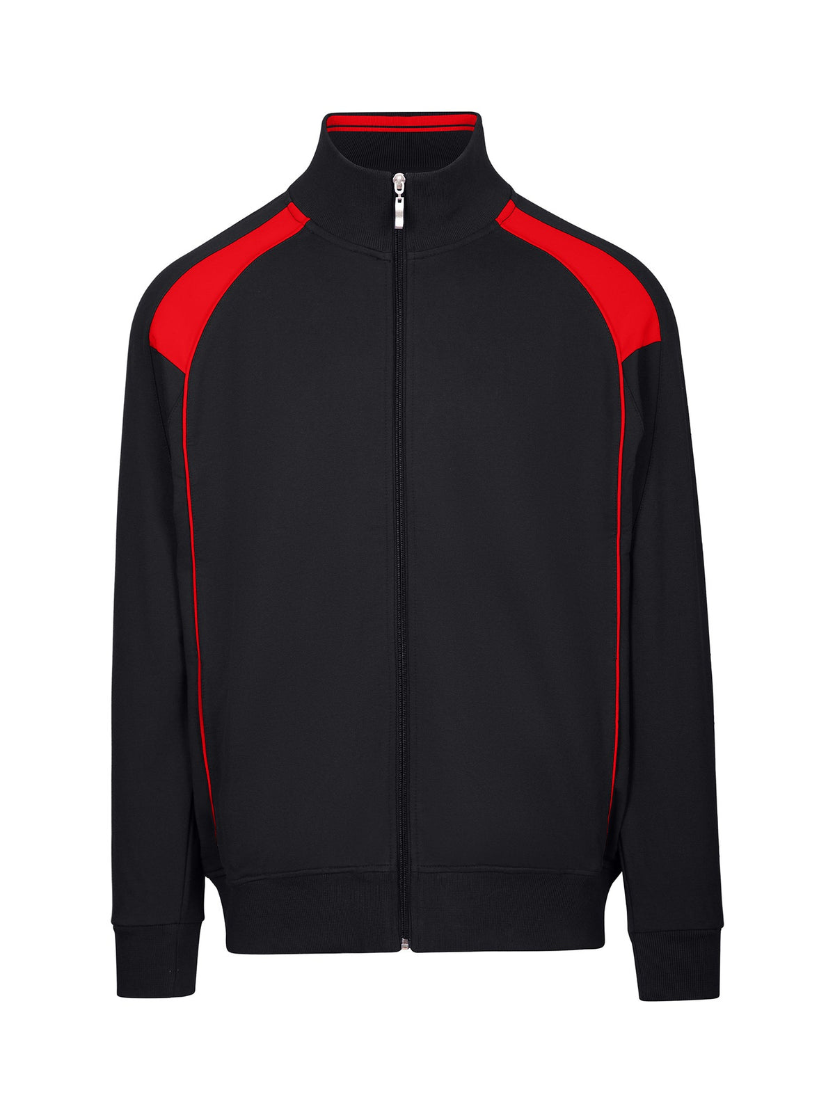 Mens' Unbrushed Contrast Jacket - Black/Red - Front