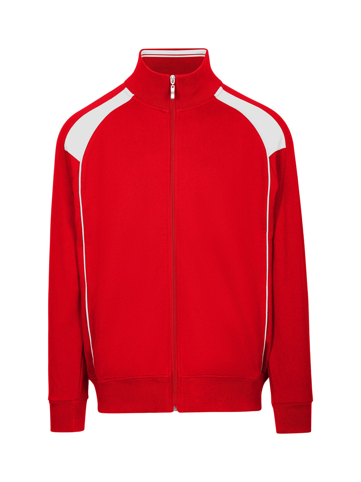 Mens' Unbrushed Contrast Jacket - Red/White - Front