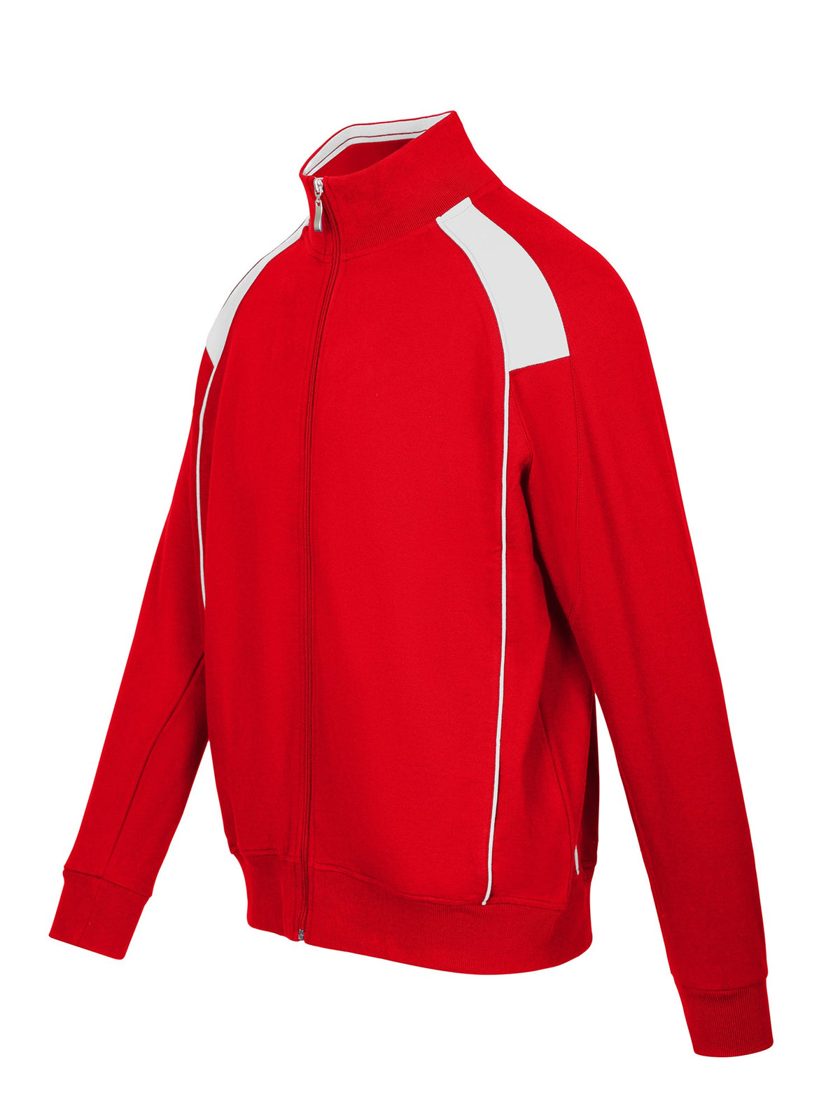 Mens' Unbrushed Contrast Jacket - Red/White - Side