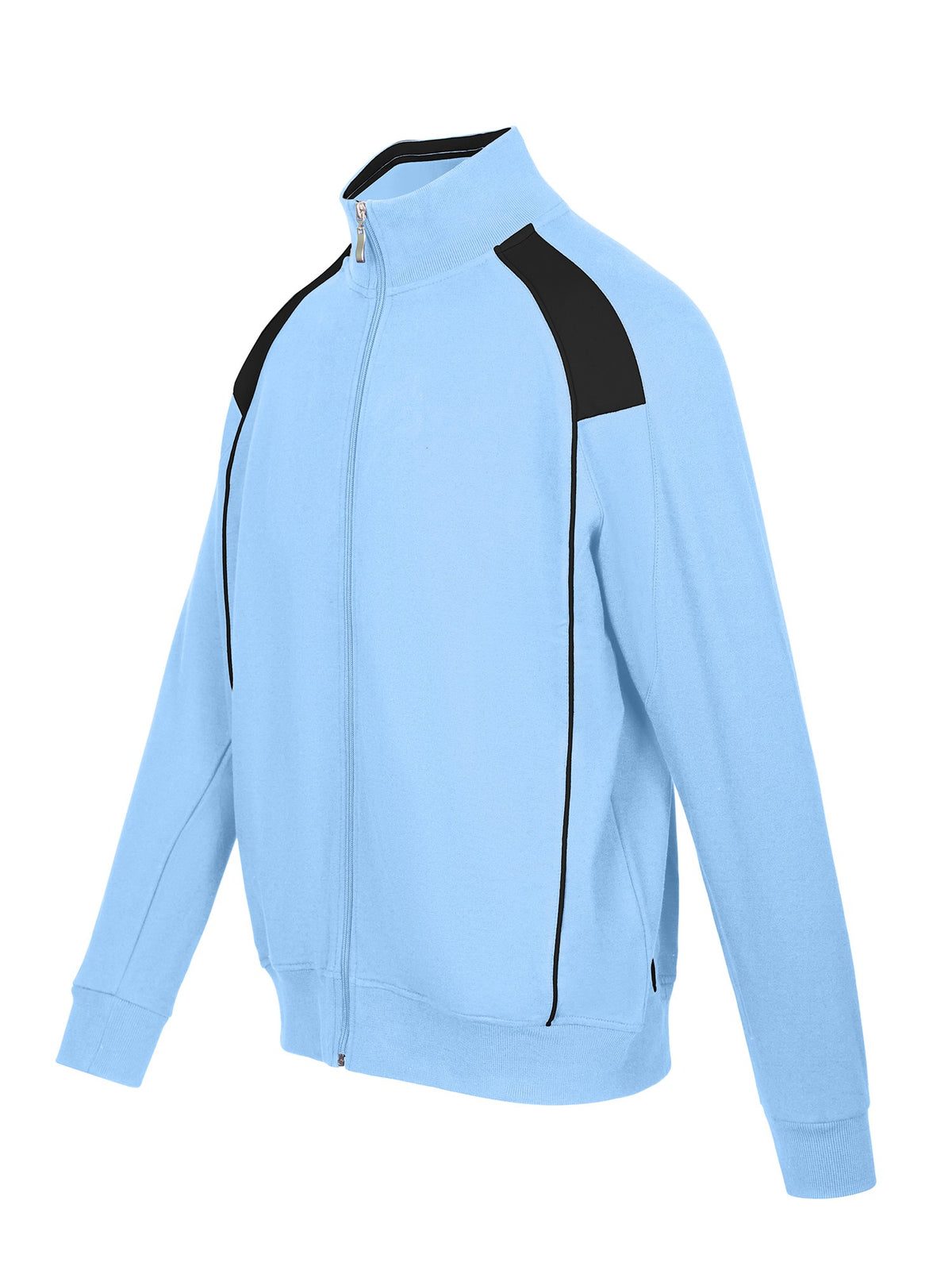 Mens' Unbrushed Contrast Jacket - Sky Blue/Navy - Side