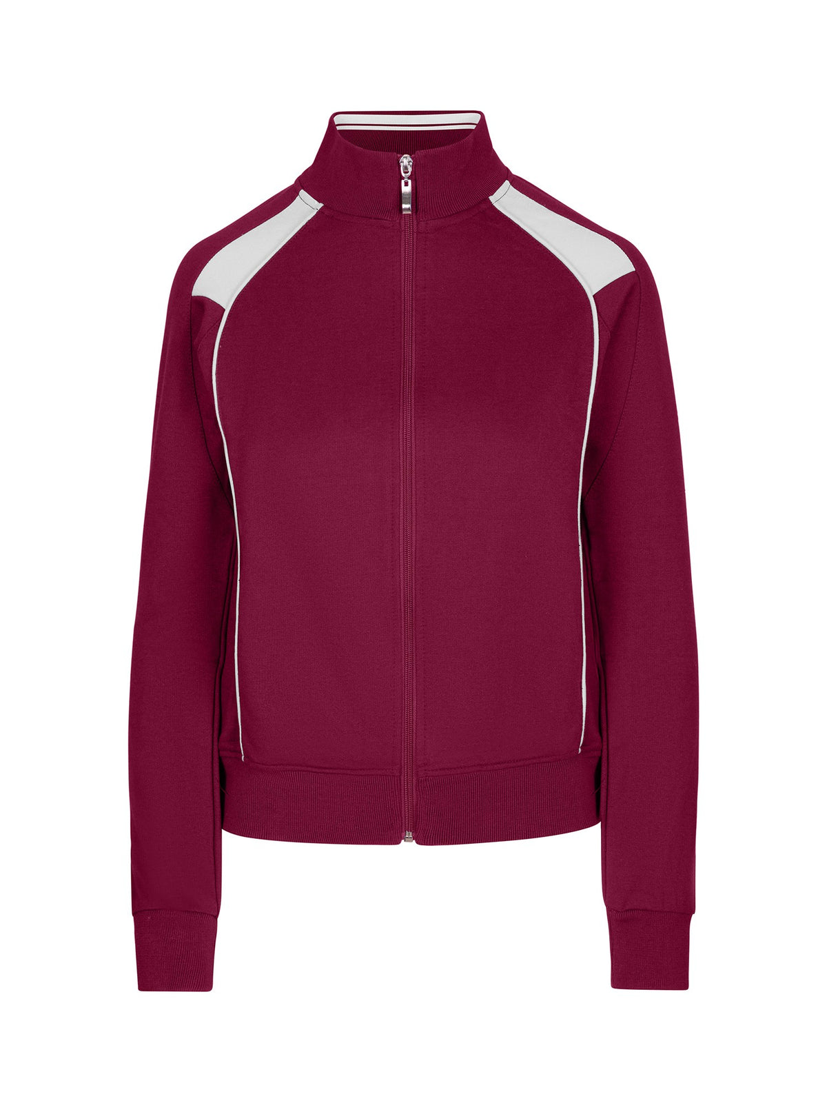 Womens/Juniors Unbrushed Contrast Jacket - Burgundy/White - Front