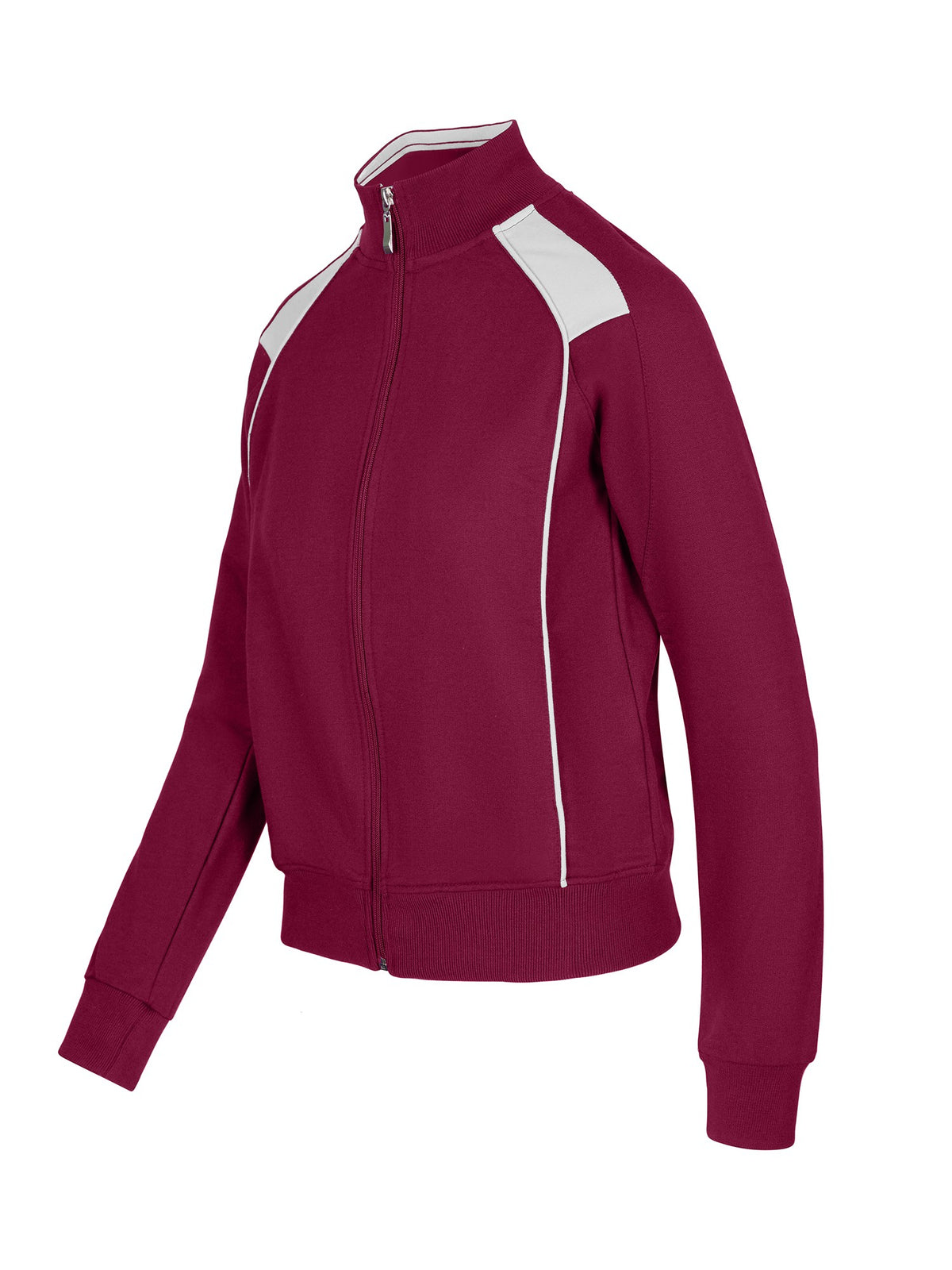 Womens/Juniors Unbrushed Contrast Jacket - Burgundy/White - Side