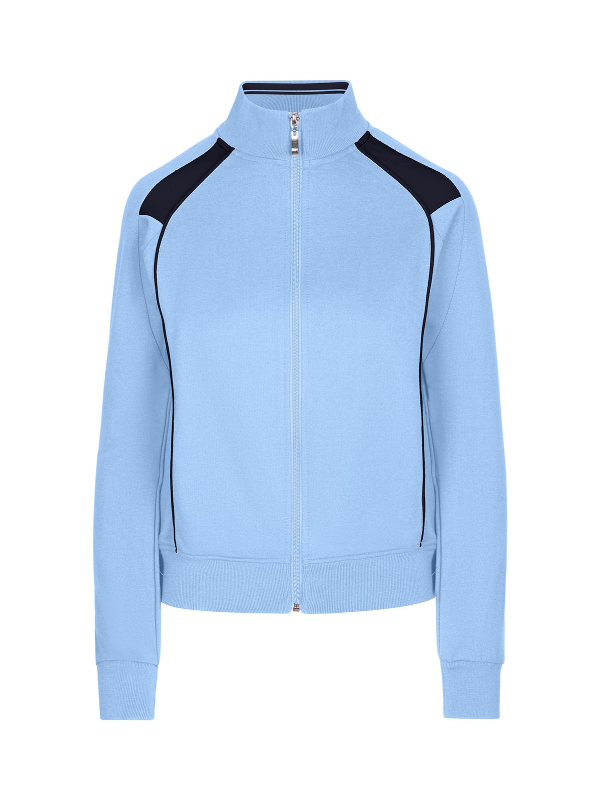 Womens/Juniors Unbrushed Contrast Jacket - Sky Blue/Navy - Front