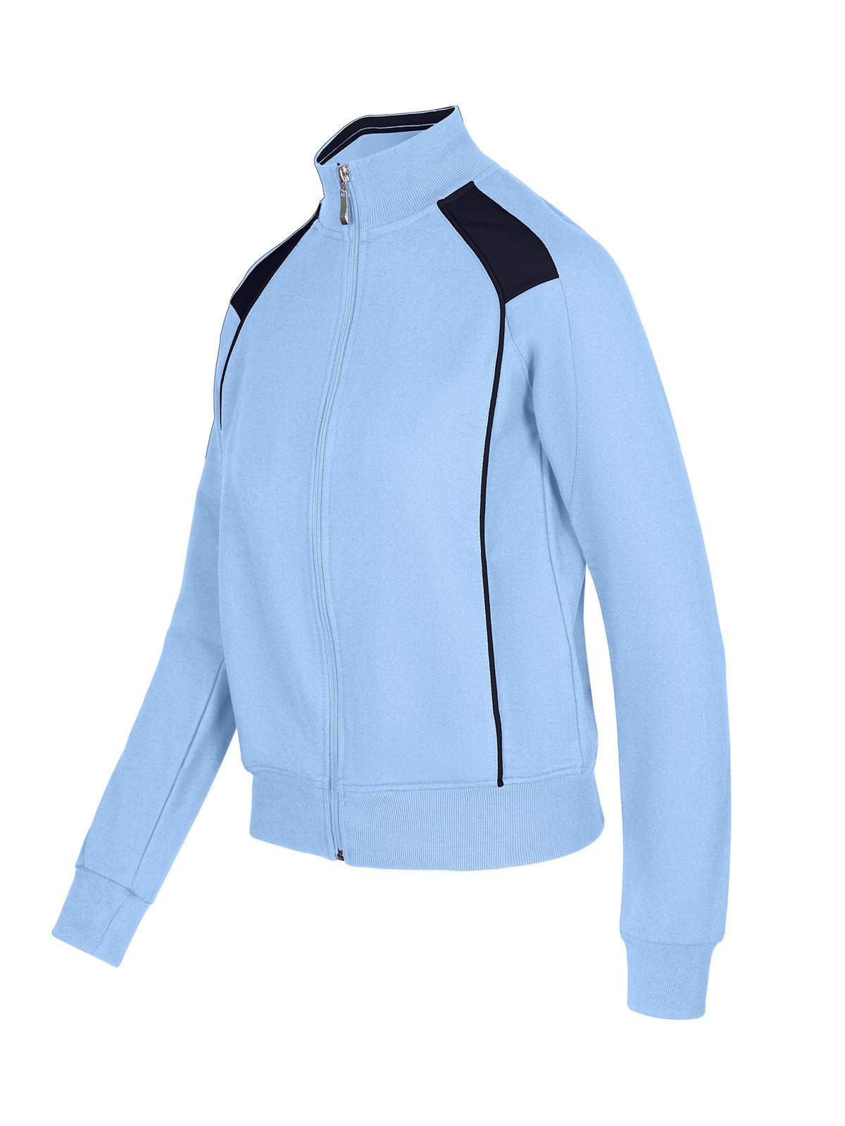 Womens/Juniors Unbrushed Contrast Jacket - Sky Blue/Navy - Side
