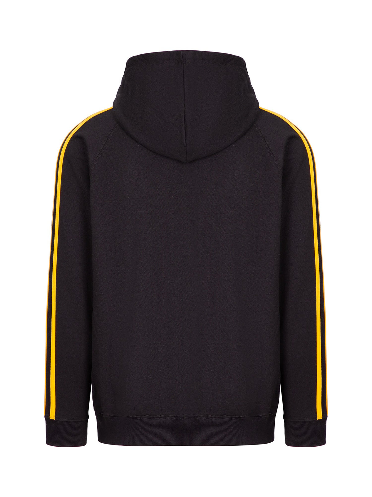 Mens Unbrushed Stripe  Sleeve Hoodie - Black/Gold - Back