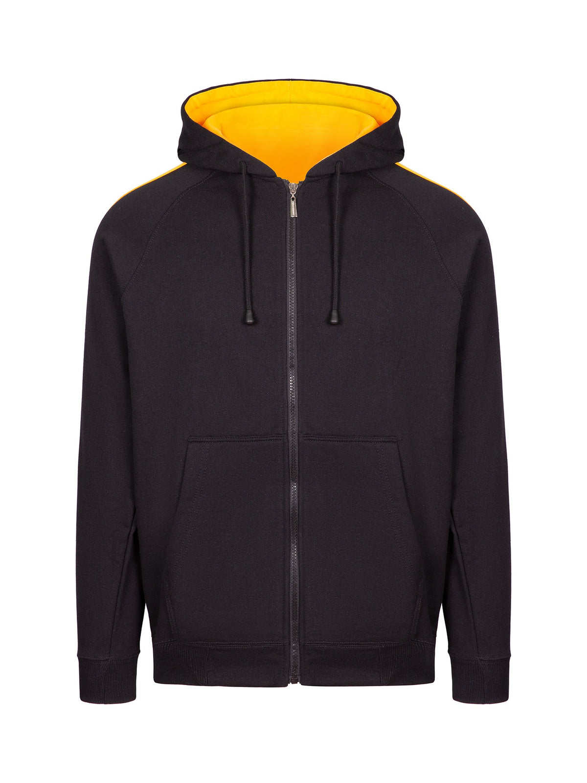 Mens Unbrushed Stripe  Sleeve Hoodie - Black/Gold - Front