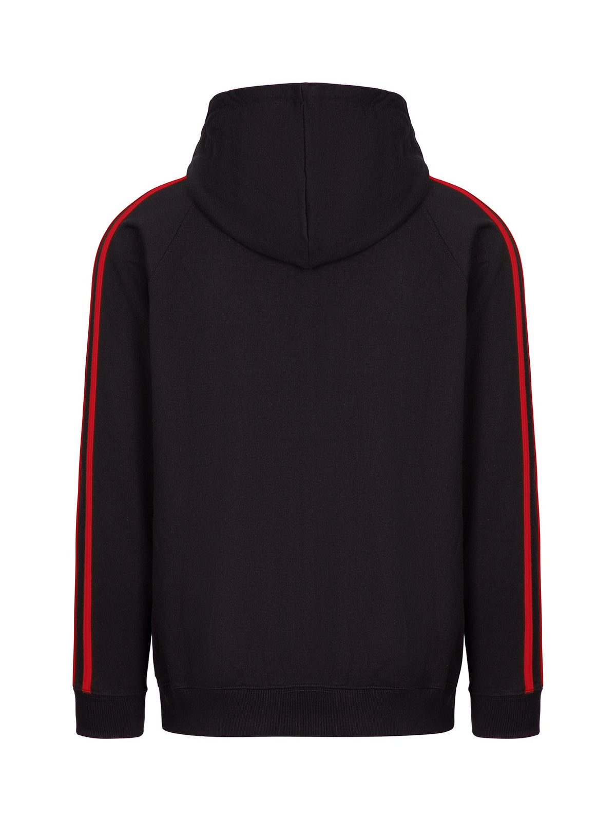 Mens Unbrushed Stripe  Sleeve Hoodie - Black/Red - Back