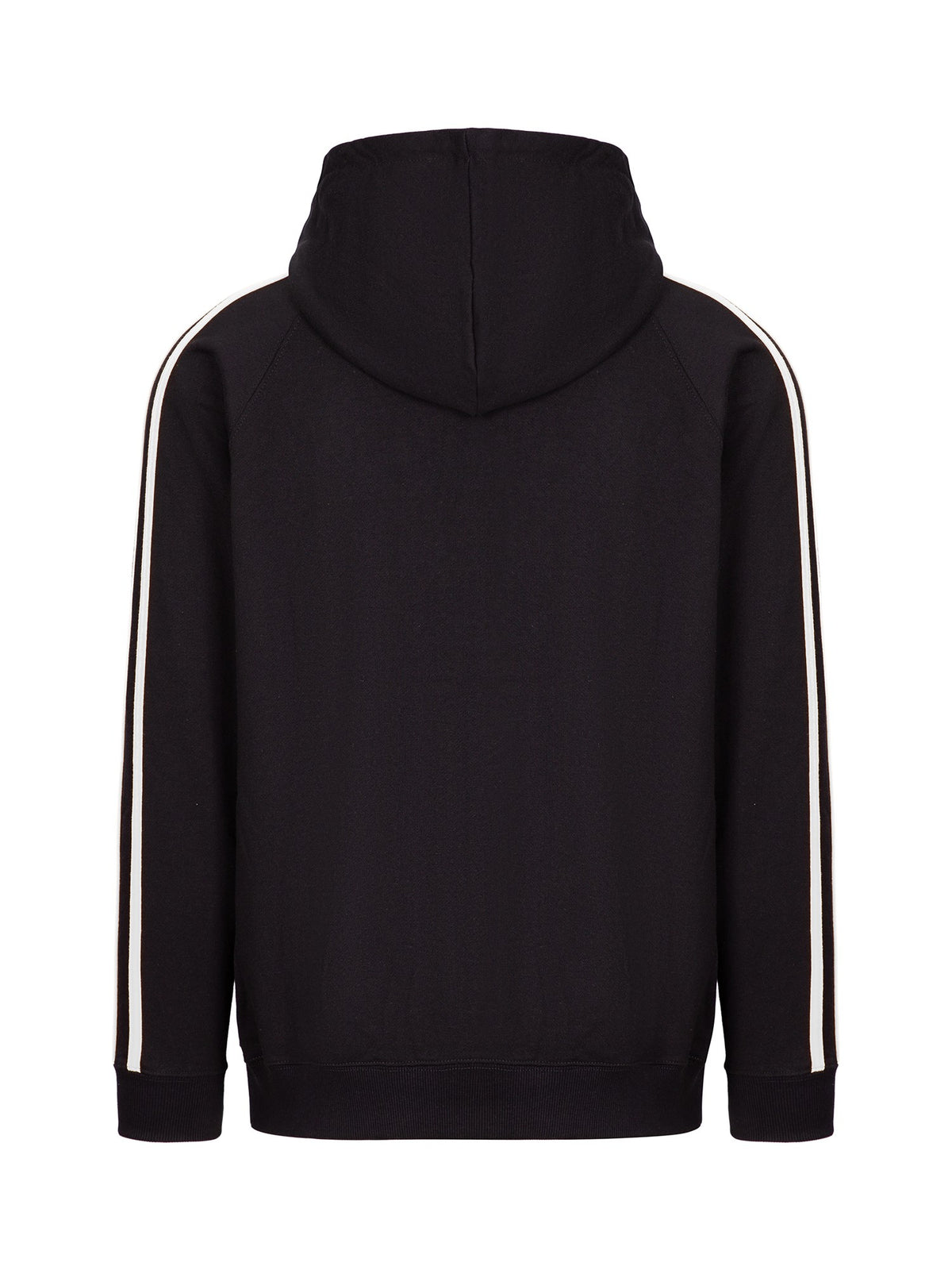 Mens Unbrushed Stripe  Sleeve Hoodie - Black/White - Back