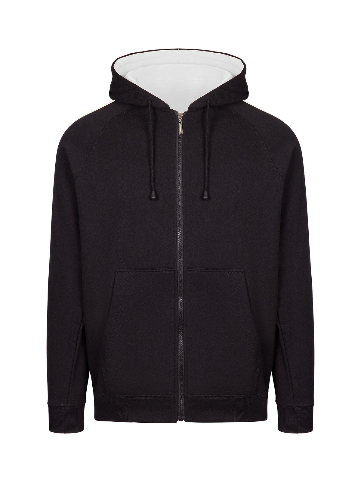 Mens Unbrushed Stripe  Sleeve Hoodie - Black/White - Front