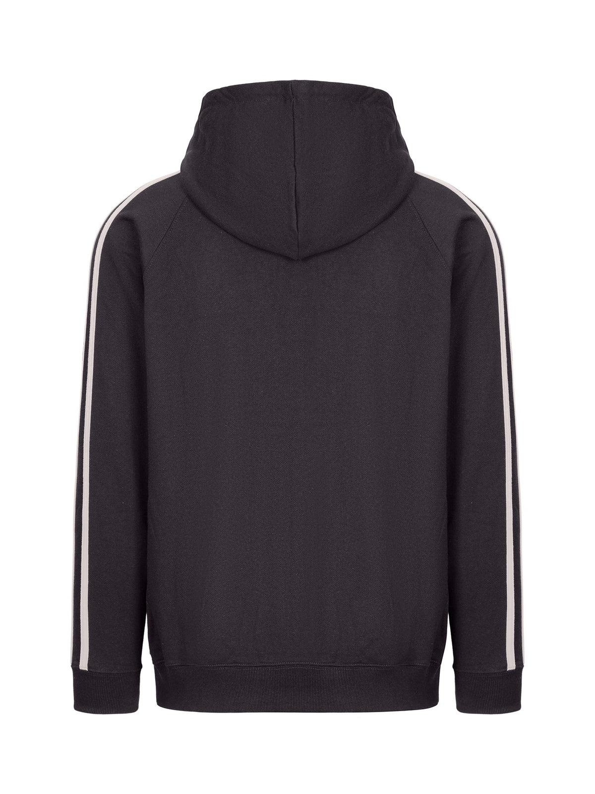 Mens Unbrushed Stripe  Sleeve Hoodie - Charcoal/Grey - Back