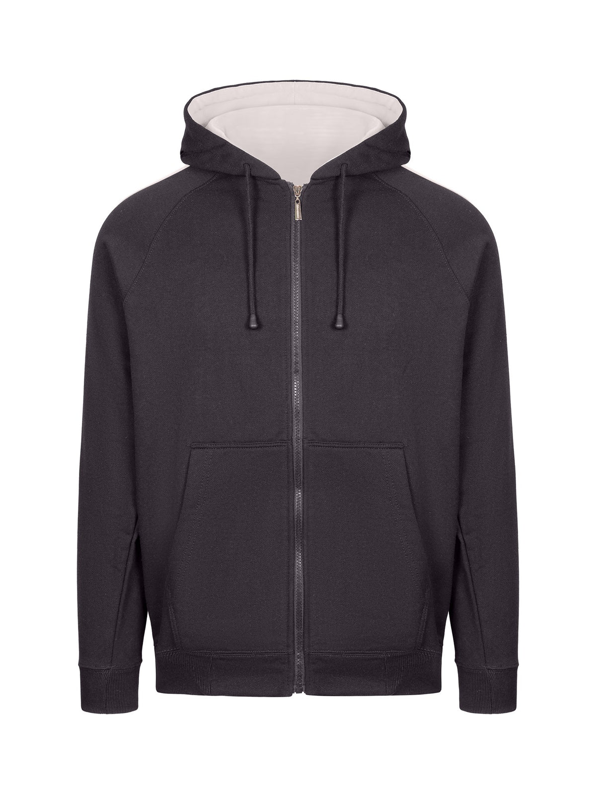 Mens Unbrushed Stripe  Sleeve Hoodie - Charcoal/Grey - Front