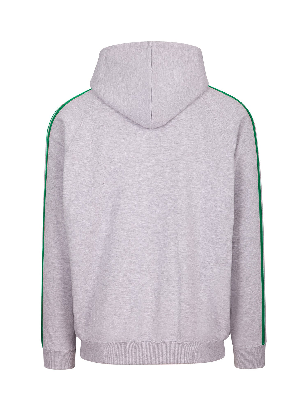 Mens Unbrushed Stripe  Sleeve Hoodie - Grey Marl/Kelly Green - Back