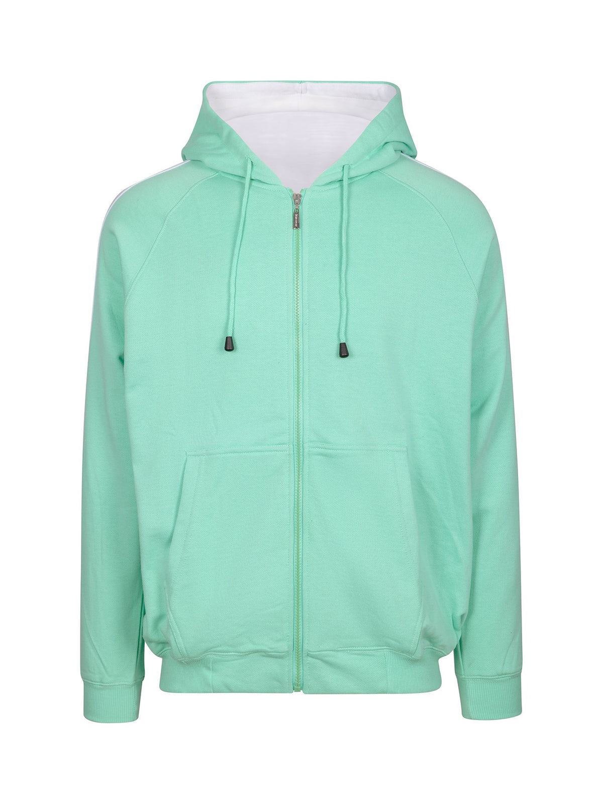 Mens Unbrushed Stripe  Sleeve Hoodie - Fresh Mint/White - Front