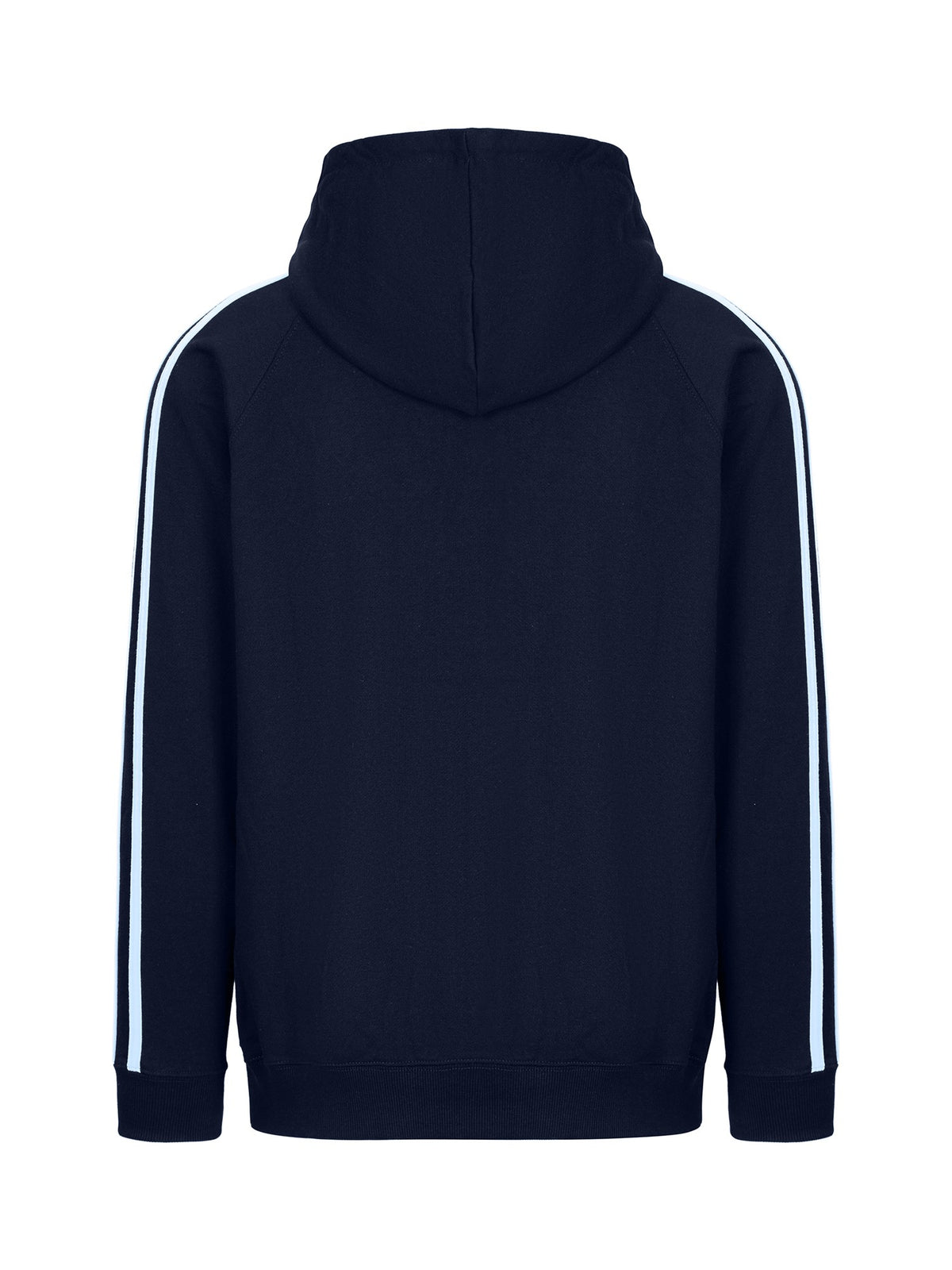Mens Unbrushed Stripe  Sleeve Hoodie - Navy/Sky Blue - Back